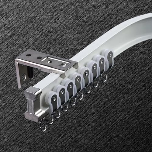 Binario flessibile per tende da soffitto in alluminio a forma di U con ganci in metallo, sistema di drappeggio pieghevole per finestre ad arco 4 m, montaggio a soffitto bianco.