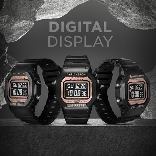 Image of Carlington Digital Sports Watch Dual Time, Alarm, Calendar, Stopwatch, Water-Resistant, Shock-Resistant, Back Light Display. The Perfect Watch for Men - CT 1801