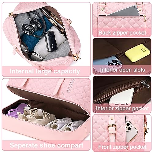 Bluboon Weekender Overnight Bags for Women Men Oversized Travel Duffel Bag Carry On Tote Bag with Shoe Compartment3