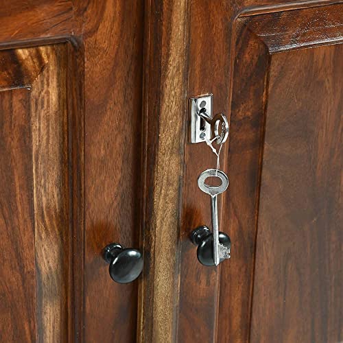 Image of Wakefit Wardrobe | 1 Year Warranty | Solid Wood Almirah, Cupboard for Clothes Storage | 2 Door, 2 Drawers | Chenille - Dark Brown