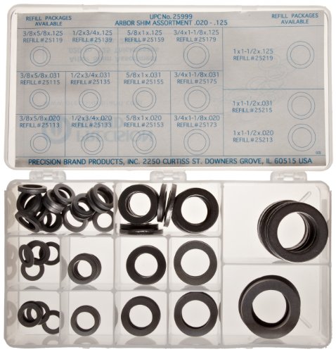 Steel Arbor Shim Assortment Kit, Matte, Full Hard, AISI 1008-1010 For Chemistry, 0.020
