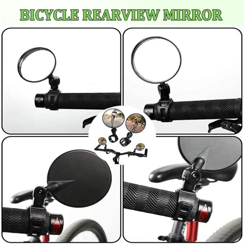 1 Pair Bike Mirrors, Bar End Bike Mirrors 360 Degree Adjustable HD Glass Convex Lens, Bike Mirror for Handlebars Bicycle Cycling Wide Angle Rear View Mirrors Vehicle Mirror for Mountain Road Bike - Image 6