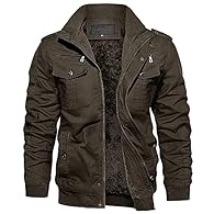 Material: Shell:Cotton; Lining:Fleece & Polyester.This winter jacket is thick and cozy,keeping you warm and comfortable throughout the fall and winter Windproof:The men's cargo jacket is designed with a full zip,stand up collar,ribbed hem and cuffs t...