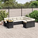 Amorsee Gartenlounge Groß XXL Verstellbare Tischplatte Lounge Möbel Outdoor Rattan Ecklounge Loungemöbel Set Gartensofa Garten Sofa Terrasse Gartenmöbel Set Terrassenmöbel Sitzgarnitur