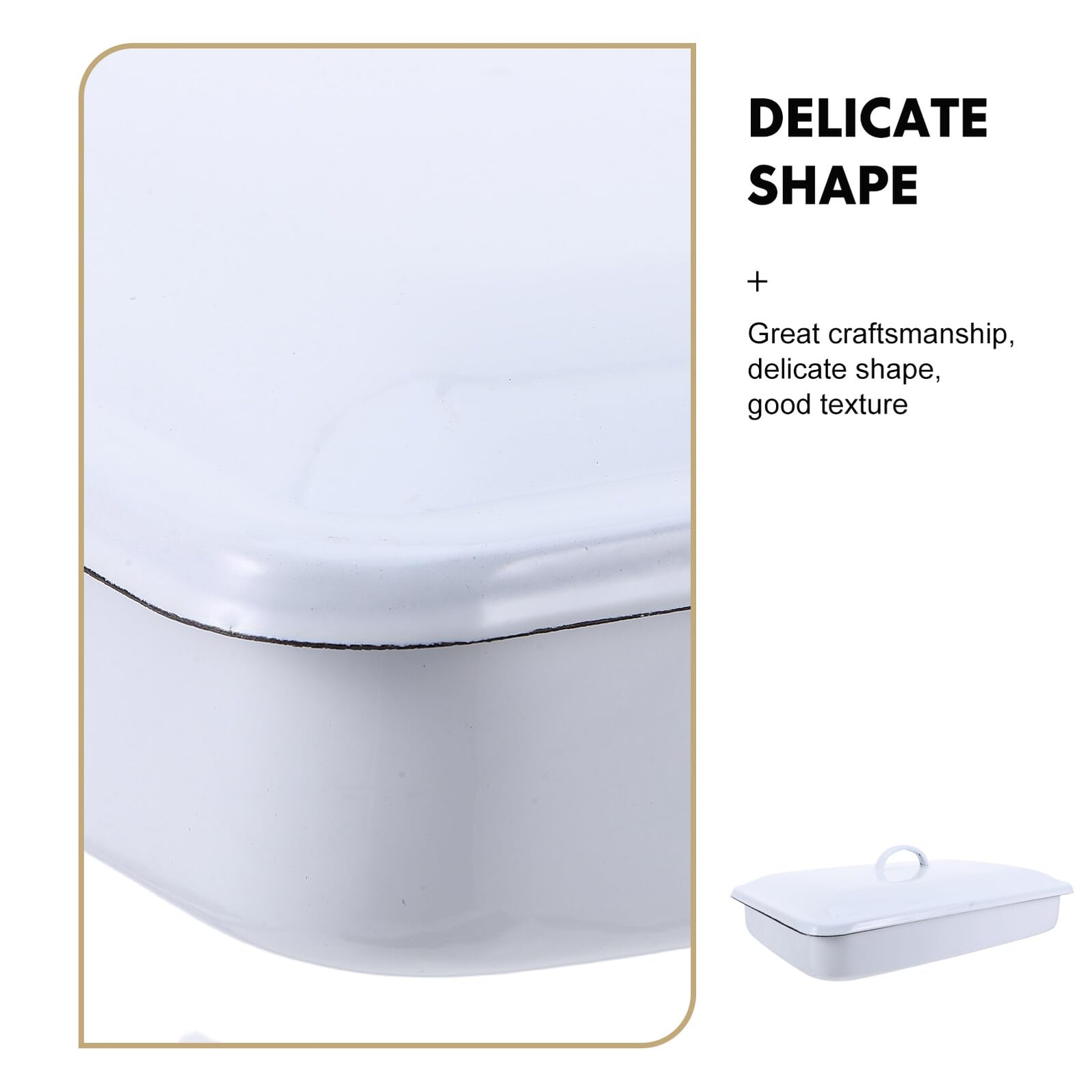 Bandeja de Laboratorio de Esmalte Rectangular con Tapa 30x20x5 Cm | Blanco, Estilo Retro Artístico, para Equipos de Laboratorio y Material Médico