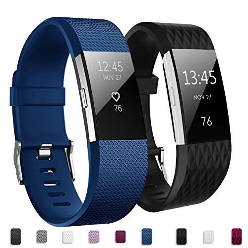 KUTOP Compatible for Fitbit Charge 2 Strap, Adjustable Replacement Wristband Silicone Sport Fitness Accessories Watchband for Fitbit Charge 2 Heart Rate Wrist Band