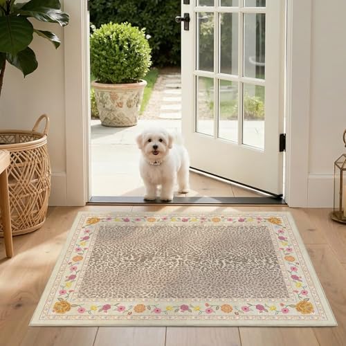 Rugxara 2x3 Leopard Washable Entry Rug, Non Slip for Bedroom Bathroom Dorm