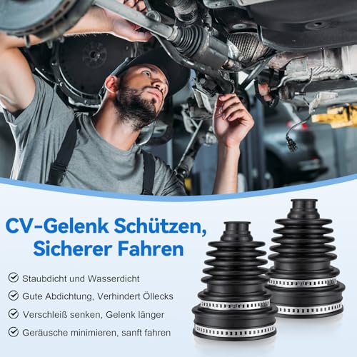 2 Stück CV Manschetten Reparatursatz, Universal Antriebswellen Manschette für 19–24mm Wellen, Flexibles Silikon Achsmanschetten Werkzeuge Staubdichtes Faltenbalg Set mit Schellen Kabelbindern Schwarz