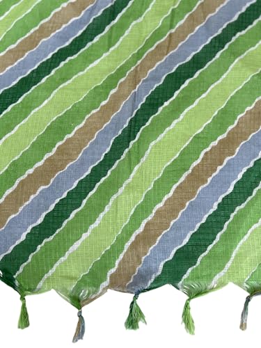 Image of Women's Cotton Blend Striped Print Dupatta with 2.20 Meters | Women's cotton printed dupatta with tassels