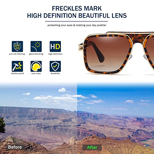 Image of Freckles Mark Trendy Retro Sunglasses for Men Women Stark Vintage Shades 70s Italian Fashion Square Metal Glasses