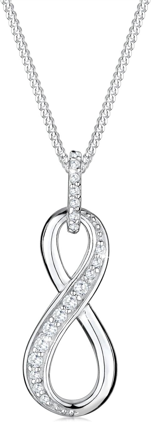 Women's 925 Sterling Silver Zirconia Infinity Love Friendship Forever Love Necklace Chain with Pendant