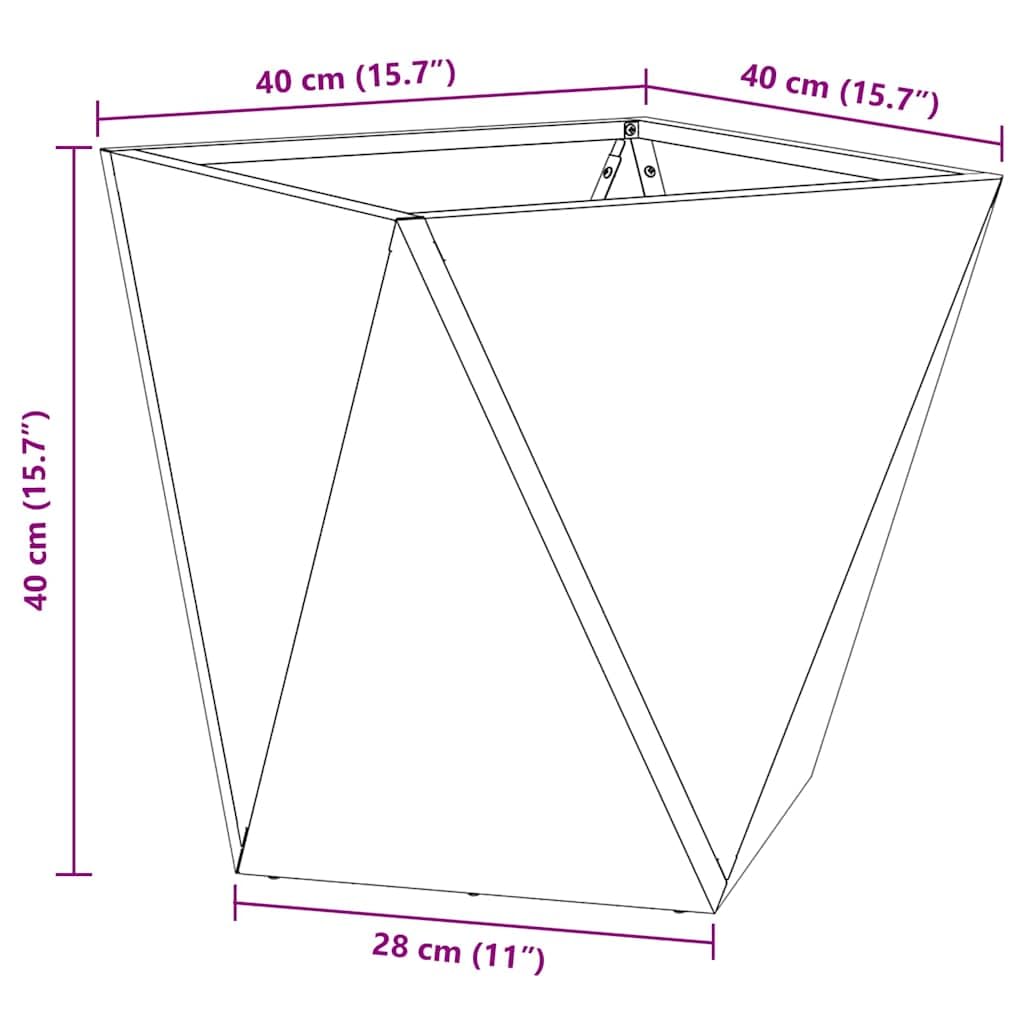 Pflanzkübel Schwarz aus Stahl 40 x 40 x 40 cm 2 Stück, frostfest und robust für Garten, Balkon, Terrasse und Wohnzimmer, mit Drainage und wasserspeicher für Pflanzenpflege