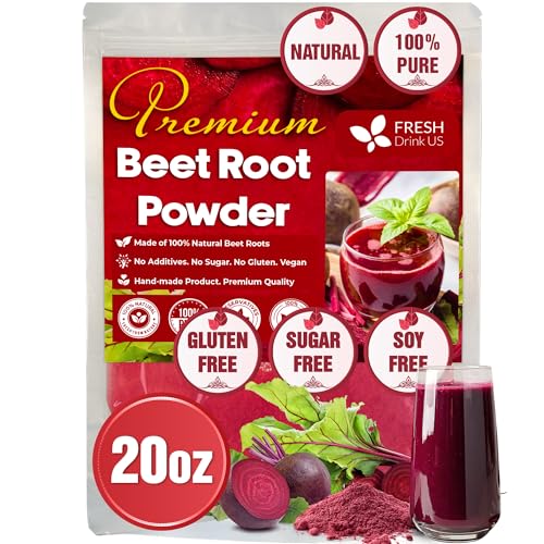 Image of FreshDrinkUS, Premium 20oz Beet Root Powder, 100% Natural and Pure from Beet Root, Beetroot Powder Perfect for Smoothies, Energy Booster, Soups and Sauces. No Additives, No Gluten, No Sugar, Vegan