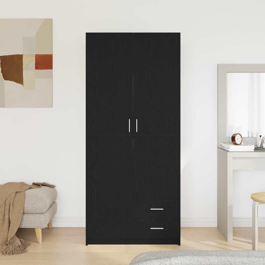 Fengshui Szafa na ubrania czarna imitacja dębu 80 x 52 x 180 cm