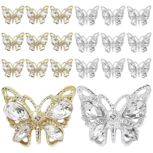 VICASKY 20pcs Nail Charms for Nail Art Butterfly and Flower Charms Small Manicure Decorations Women's Supplies
