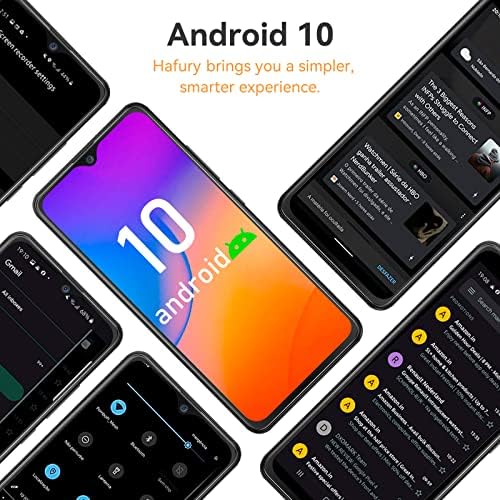 HAFURY Mobile phones, 128G Extension, 16GB ROM, 5.5 inch Display SIM Free Unlocked Smartphone, Android 10, Triple Cameras, Dual SIM, Face ID, GPS, Black