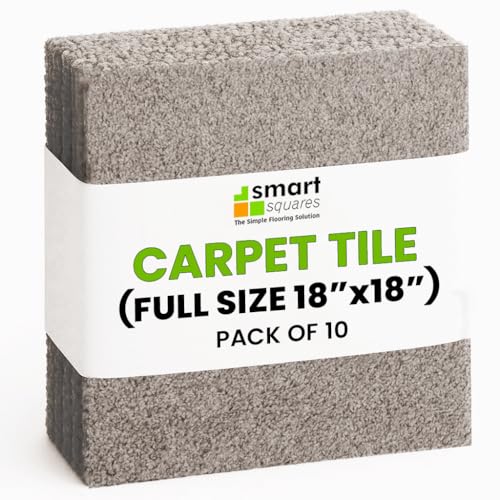 Smart Squares in A Snap 18” x 18” Residential Soft Carpet Tile, Peel and Stick, Easy DIY Installation, Seamless Appearance, Made in USA (956 Bayside, 10 Tiles - 22.5 Sq Ft)