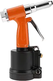 Hyuduo Rebitador Pneumático, Ferramenta de Rebitagem Hidráulica Leve para Aplicações Industriais, Tamanho de Mandril de 2,4-4,8 Mm, Ideal para Rebites de Alumínio e Aço (laranja preto)