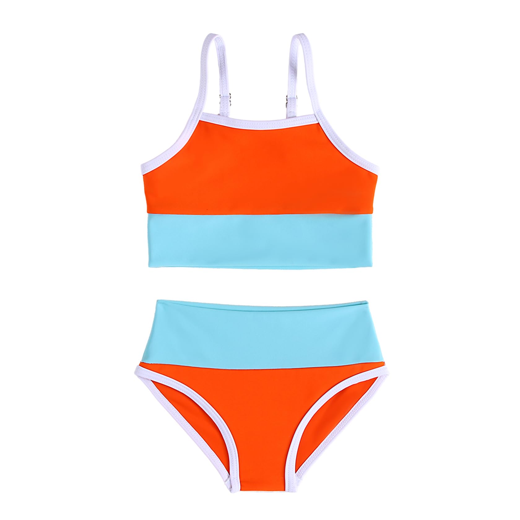 Little Girl Swimsuit Casual Swimwear Kids Two Piece Color Block Bathing Suits Beach Bikini Set 3-12Years