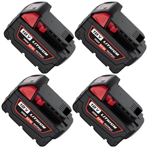 TUKOPK 4-Pack Upgraded 8000mAh 18V Replacement for Milwaukee 18V Battery 48-11-1850 Lithium Compatible with M18 Batteries