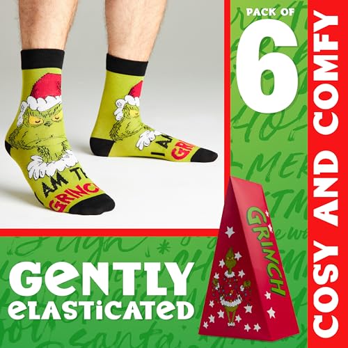 The Grinch Socks for Men Teens, Christmas Holiday Socks Soft Breathable Crew Socks Multipack, Gifts for Him4