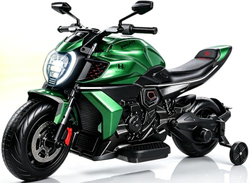 LIGIANT Diavel for Bentley V4 Kids Motorcycle, 24V Electric Bike for Big Kids, 75W 2WD Motor, Speed Up to 3.73 MPH, Kids Ride On Motorcycle with Music, Story & Training Wheels, for Kids 3+