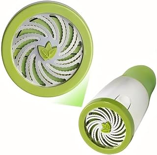 Green Manual Spice & Herb Grinder, Vegetable Cutter - Round Plastic Handheld Chopper for Cilantro, Chives, Pepper, No Electricity Needed, Compact <1L Capacity, Kitchen Tool for Home & Restaurant Cooki