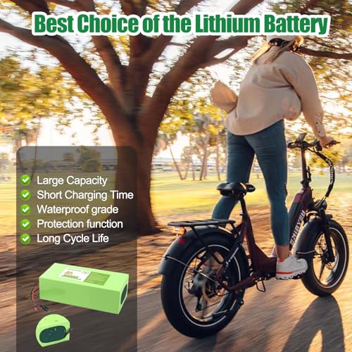 Image of VISET 52V30Ah Ebike Battery Pack 36V /48V /10Ah /14Ah /20Ah Electric Bike Lithium Li-ion Battery for 350W 450W 750W 800W Electric Bicycle Motor (Green, 52V30AH(500W-2000W))