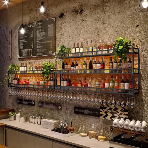 Casier à vin multifonctionnel avec support à verre et étagère murale LED - 5