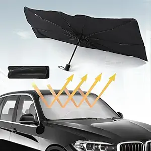 Quincy Car Sun Shade Windshield Cover, Umbrella Windshield Sun Shade for Car Front Window Sun Protection & Heat Insulation Foldable Sun Shade Full Cover Sun Shade for Most Vehicles