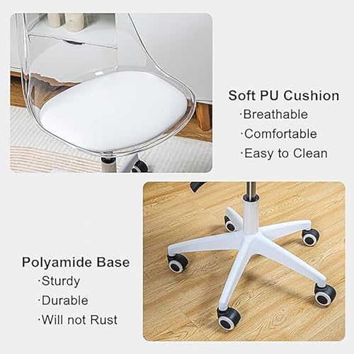Chaise en acrylique transparent pour coiffeuse et bureau d'ordinateur chic