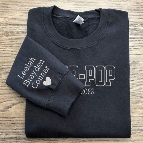 Nazenti Personalized Pop Pop Shirt, Custom Pop Pop Grandkids Name Sweatshirt Pop Pop Embroidered Sweatshirt thumb #3