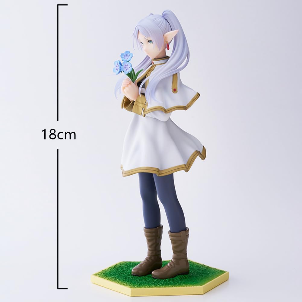 LUNK Frieren Anime Figure Statue 18cm Frieren Holding Flowers Standing Model Desktop Action Figure Collection Birthday Gifts