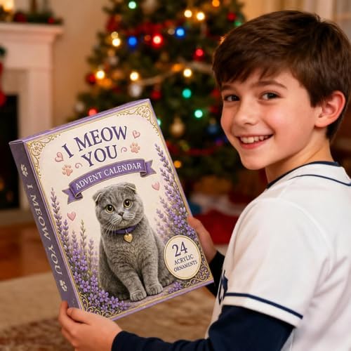 2D Cat Advent Calendar 2026, 24-Day Acrylic Christmas Countdown (Purple - T) - image 7
