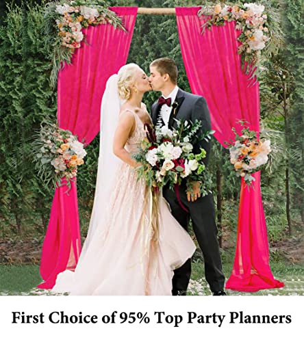 Hot Pink Chiffon Backdrop Curtain 2 Panels 29 Inch (74Cm Wide) By 120 Inches (300Cm Long) Wedding Chiffon Backdrop Drapes Beach Curtains For Living Room Voile Window Curtain Photography Backdrop #TOP5