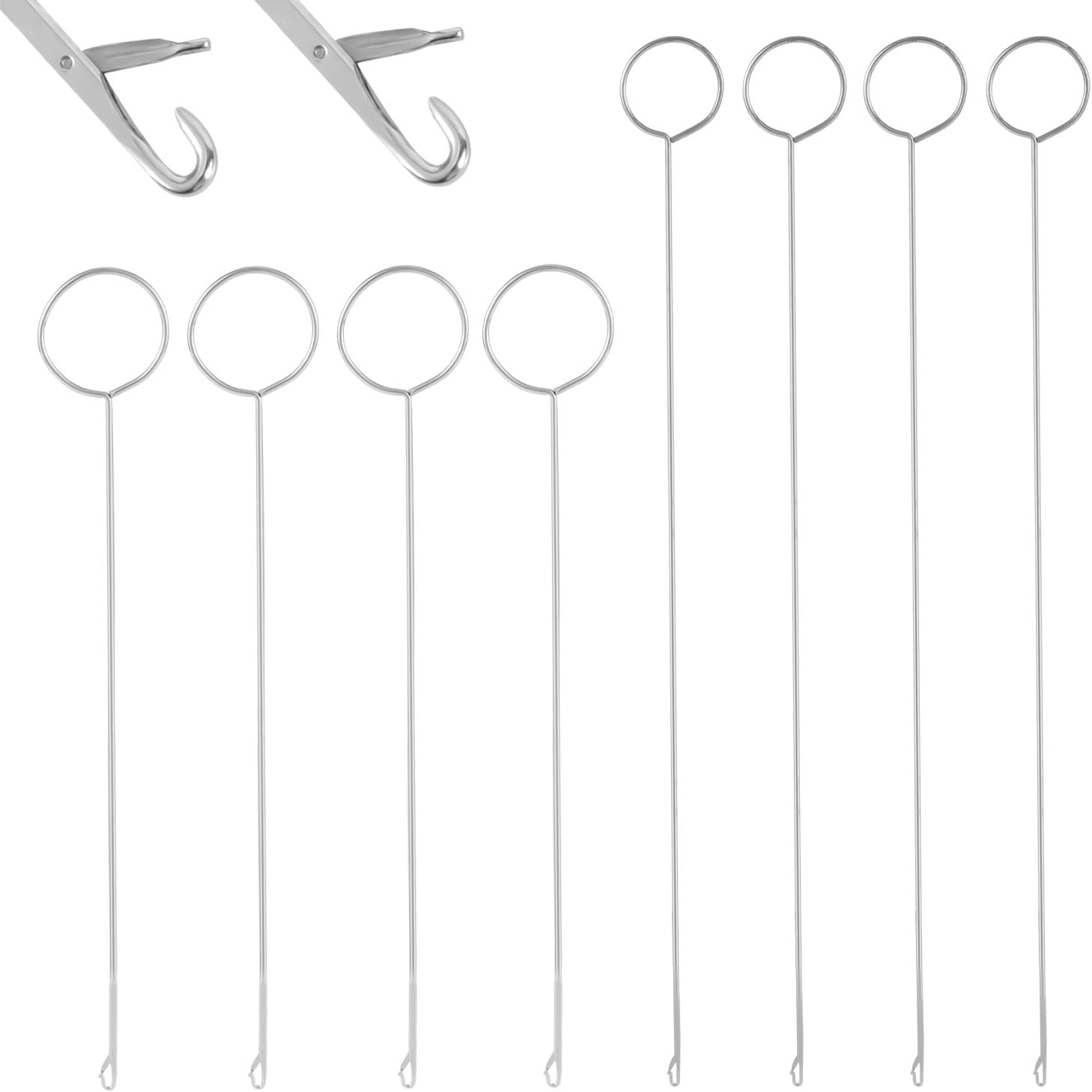 8pcs Set Sewing Ring Flip Hook, Ring Flip Needle Hook with Locking Tongue Crochet Tools for Fabric Tube Straps DIY Knitting Sewing Accessories