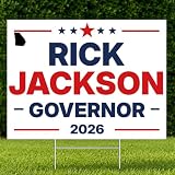EnjoyView Rick Jackson for Georgia Governor 2026 Yard Sign Governor Elections Race 24" x 18" Red White & Blue Yard Sign with Metal H-Stake, Corrugated Plastic