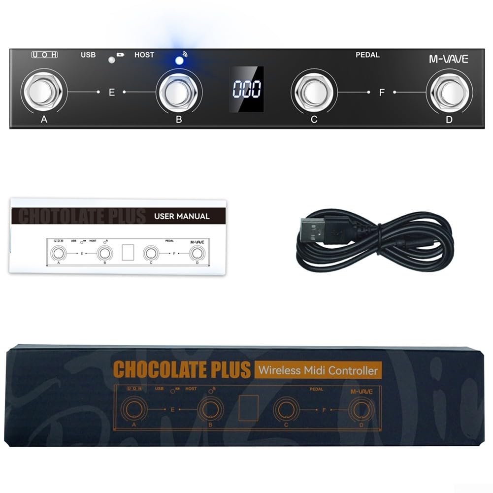 Oniissy Per M-VAVE Chocolate Plus per controller MIDI Footswitch ricaricabile 4 pulsanti, controller a pedale wireless per chitarra (nero)