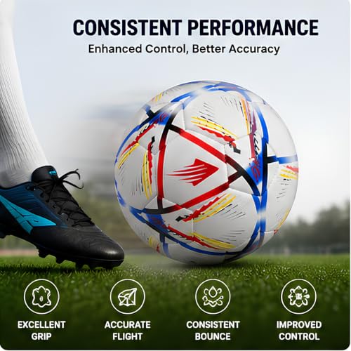 Image of PU Football Size 5 with Pump & 2 Needles | Soccer Ball for Kids, Teens & Adults | Soft Touch Training Football | Outdoor Match Ball | Waterproof & Durable