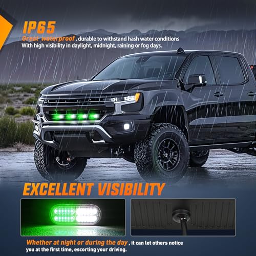 Image of Nilight 4PCS LED Strobe Lights 12V 24V Sync Feature Green White