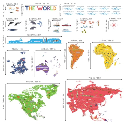 Vinilo Decorativo World Kids Mapa Grande 59x40 pulgadas miniatura 6