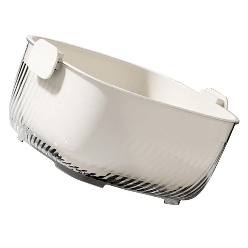 HOLIDYOYO 1set Double Layer Kitchen Draining Basket Multi-function Fruit Washing Strainer Drainage Creamy Lightweight and Easy to Use for Daily Food Prep