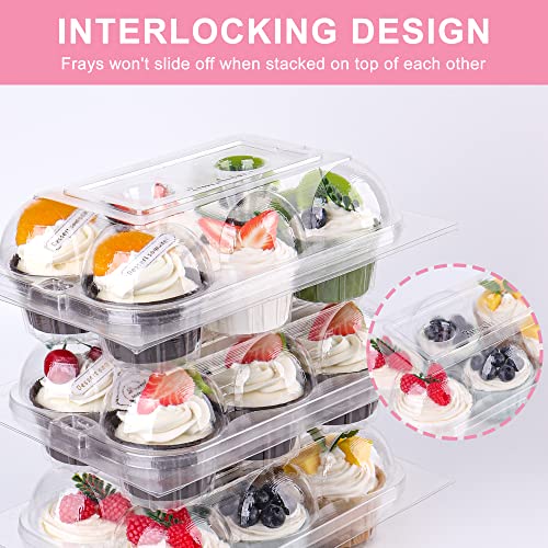 Aukus Cupcake Containers 6 Count, Cupcake Boxes 6 Count, Deep Dome, Stackable & Disposable (Pack Of 20 (6Count/20Pcs) #TOP3