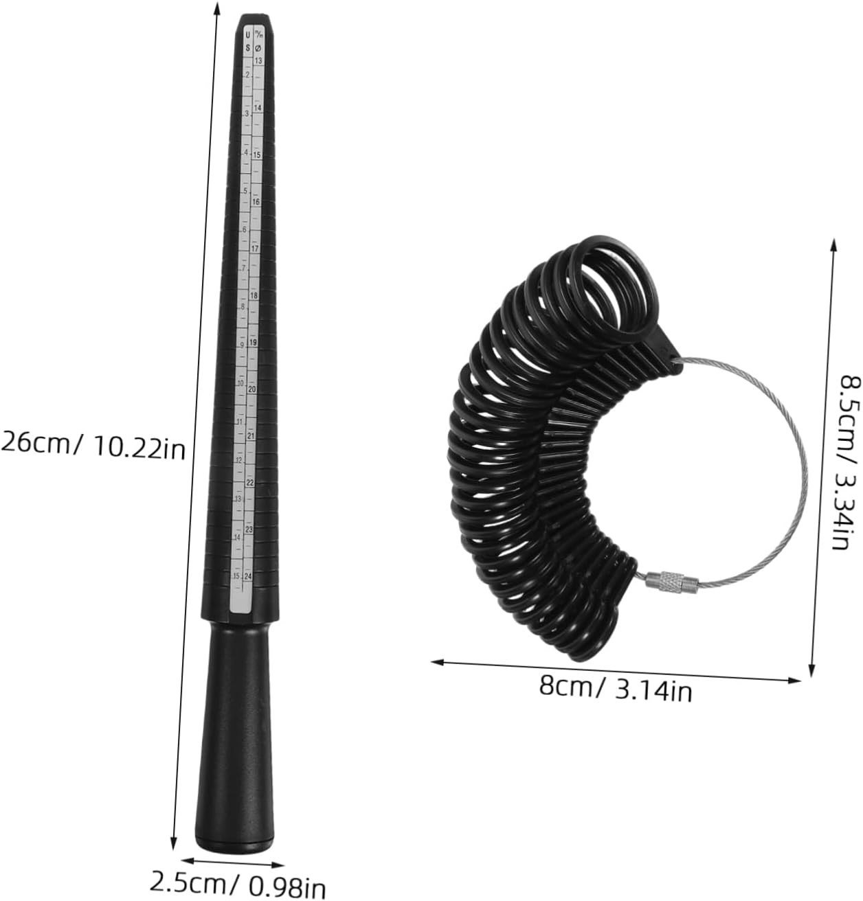 TOPPERFUN Ring Measurement Tool Accurate Ring Sizer Mandrel and Finger Gauge for Personal Use and Jewelry Design Includes Mandrel and Finger Sizer Durable and Material