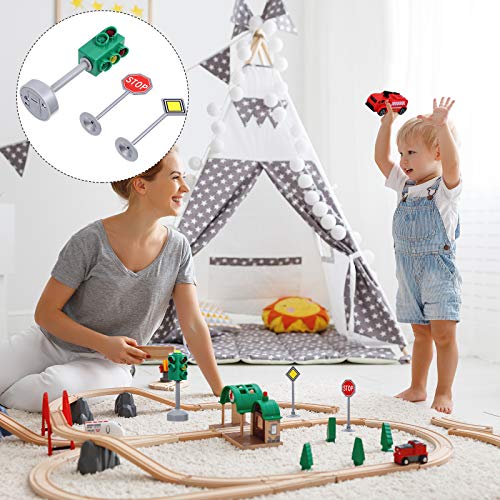 TOYANDONA Traffic Signs Toy Set Multicoloured Road Light Stop Safety Traffic Maker Crosswalk Signal Toy for Kids Birthday Education Gifts