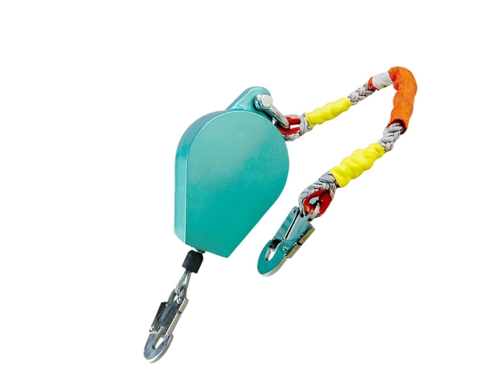Absturzsicherung mit Doppelscheibenbremse, 330 lbs, selbsteinziehende Rettungsleine mit Ratschenschutz, Robustes Lanyard, Doppelverriegelung(500KG/15M-49.2 FT)