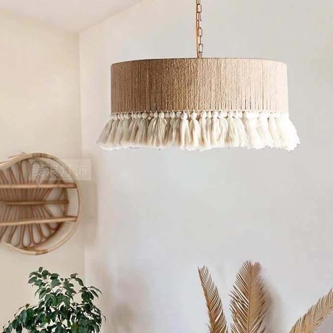 Lámpara de techo de ratán natural para iluminar estancias oscuras 2
