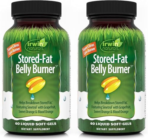 Irwin Naturals Stored-Fat Belly Burner - 60 Liquid Soft-Gels, Pack of 2 - Helps Support The Breakdown of Stored Fat - 40 Total Servings
