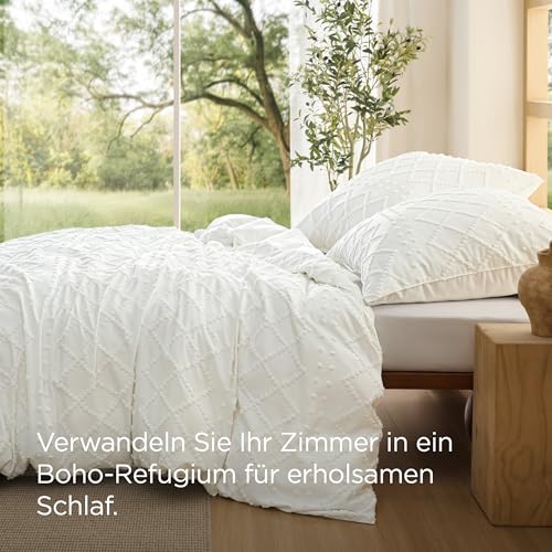 BEDSURE Weiß Boho Bettwäsche 4tlg - 135x200 cm – Ansicht 5