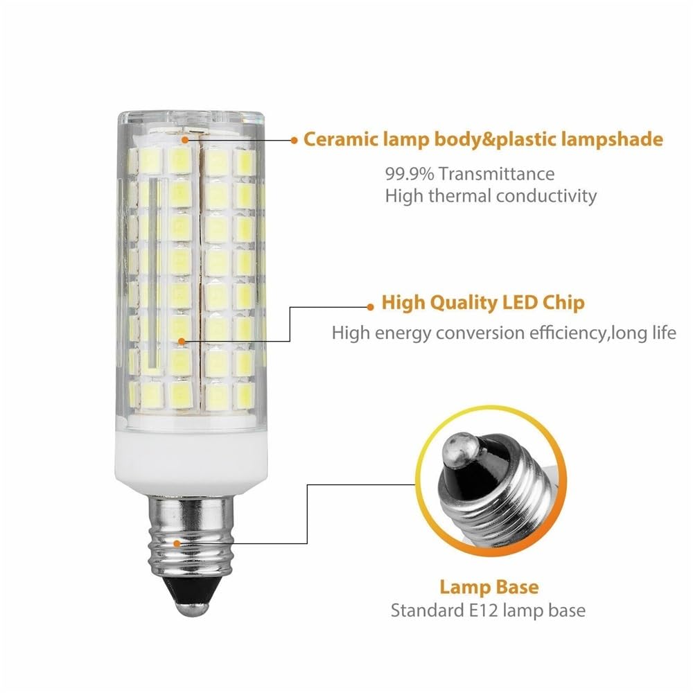 YSJX Lighting, Confezione da 10 lampadine a LED a mais AC220V G4/G9/E11/E12/E14/E17 9W dimmerabili in ceramica + PC Light 102 LED(Warm White,E17)